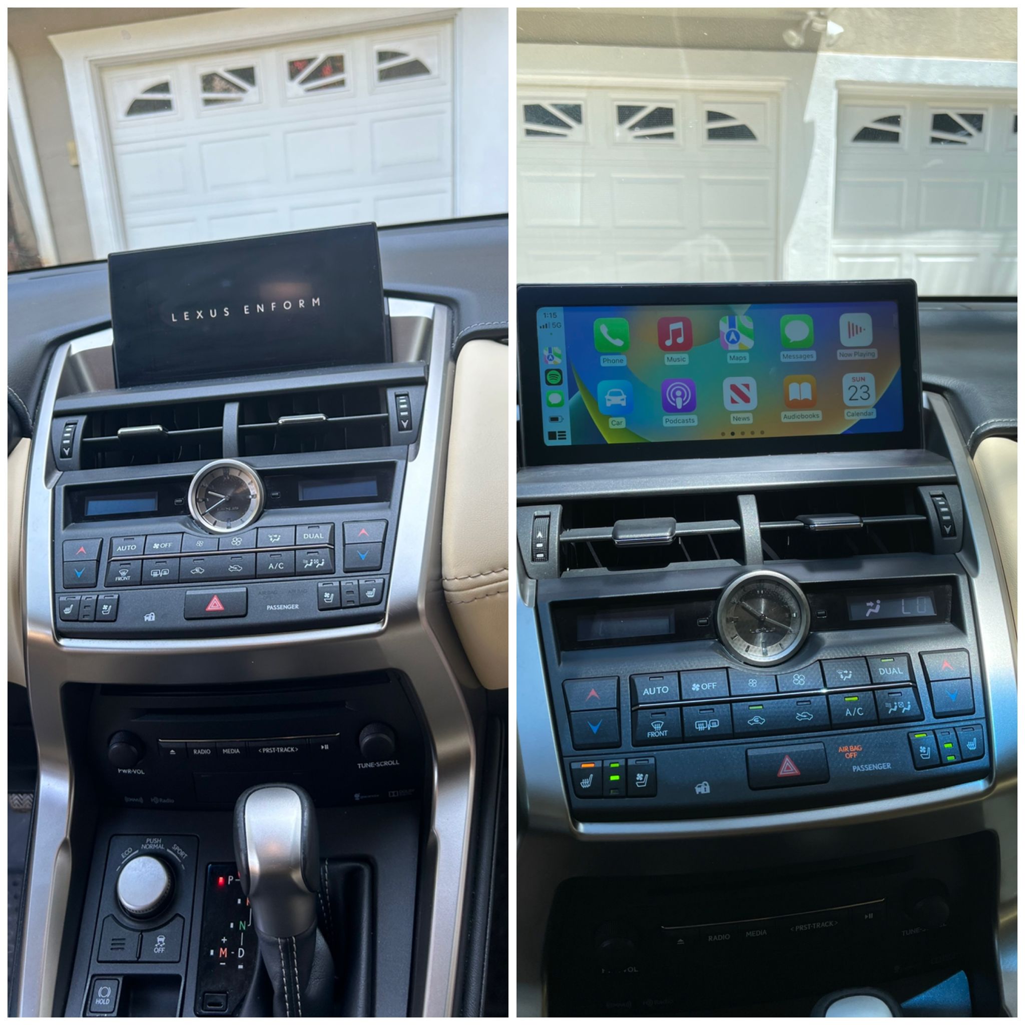 Before and after: Lexus NX factory screen replaced with a wide CarPlay screen